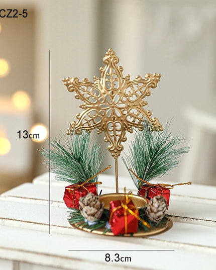 Christmas Candlestick Golden Iron Decoration
