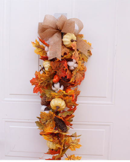 Halloween Thanksgiving Autumn Frost Leaf Pumpkin Simulation Garland Props Home Decor