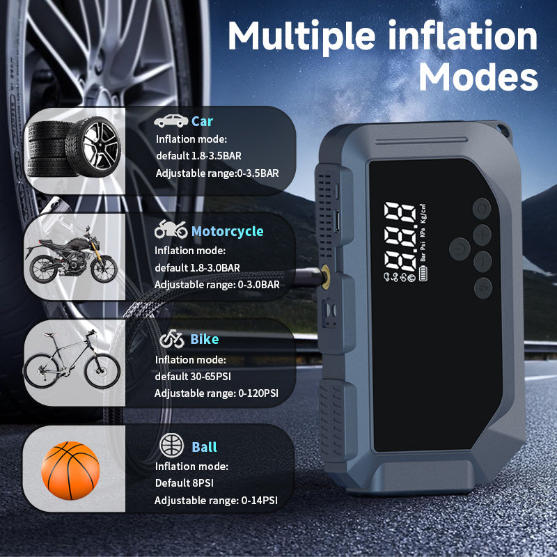 Car Battery Starter With Air Compressor 150PSI With Digital Tire Inflator 12V Car Battery (USA ONLY)