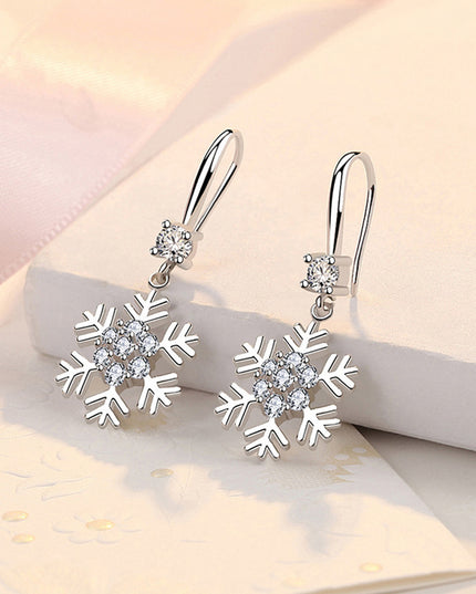 Temperament Snowflake Earrings With Rhinestones Fashion Personalized Christmas Earrings For Women Jewelry