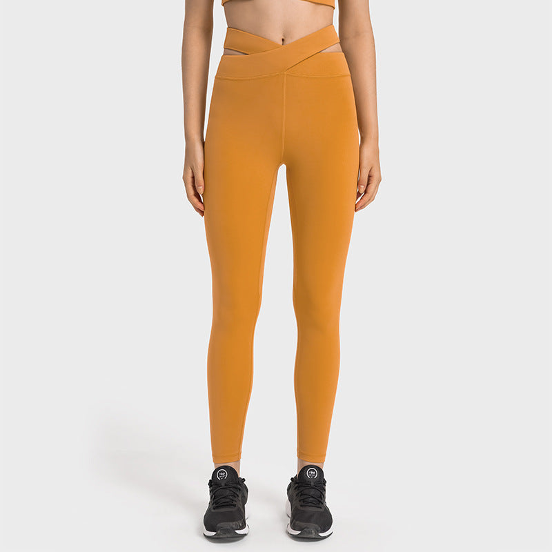Cross Waist Head Yoga Pants Female Cutout