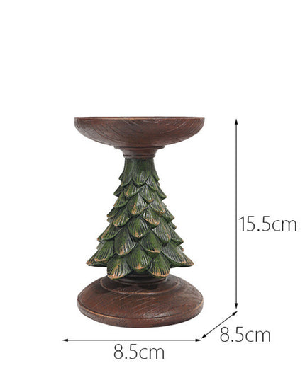 Resin Wooden Christmas Tree Candle Holder Base Christmas Decorations Candlestick Craft Home Living Room Decor
