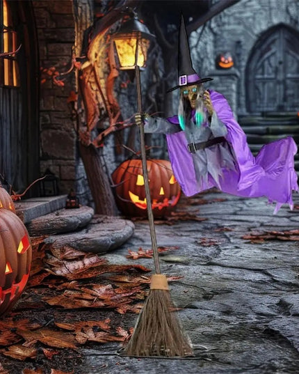 Halloween Flying Witch Decoration Halloween Ghost Outdoor Scary Animatronics Halloween Props With Scary Sound