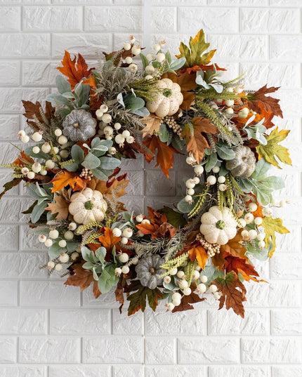 Halloween Thanksgiving Autumn Frost Leaf Pumpkin Simulation Garland Props Home Decor