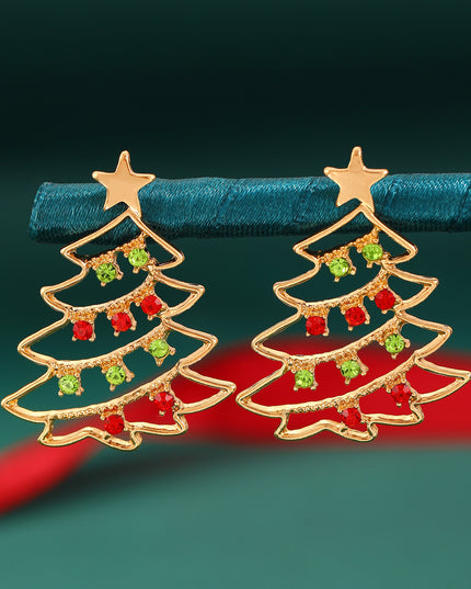 Christmas Earrings With Christmas Tree Colorful Zircon Christmas Tree Earrings  For Women Personality Earrings Party Jewelry Christmas Gift
