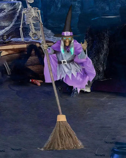 Halloween Flying Witch Decoration Halloween Ghost Outdoor Scary Animatronics Halloween Props With Scary Sound