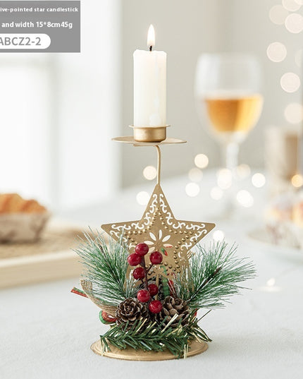Christmas Candlestick Golden Iron Decoration