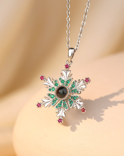 New Christmas Snowflake Necklace With Projection Design For Couples Christmas Gift Women's Clavicle Chain Jewelry