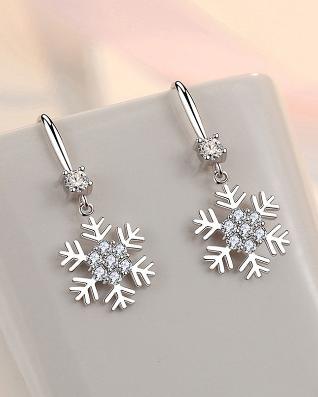 Temperament Snowflake Earrings With Rhinestones Fashion Personalized Christmas Earrings For Women Jewelry