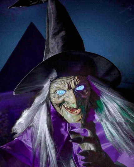 Halloween Flying Witch Decoration Halloween Ghost Outdoor Scary Animatronics Halloween Props With Scary Sound