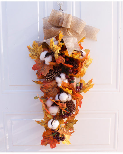 Halloween Thanksgiving Autumn Frost Leaf Pumpkin Simulation Garland Props Home Decor