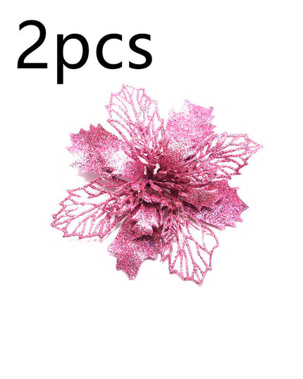 Glitter Artifical Christmas Flowers Christmas Tree Decorations