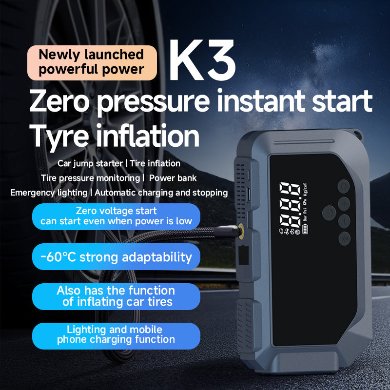 Car Battery Starter With Air Compressor 150PSI With Digital Tire Inflator 12V Car Battery (USA ONLY)