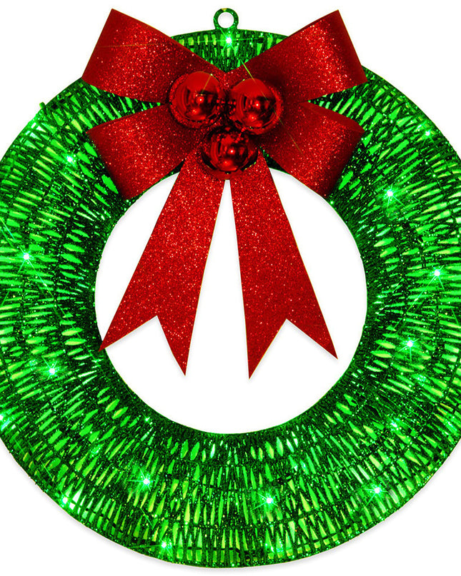 Christmas Wreath 50CM LED Warm Light Metal Big Bowknot Christmas Front Door Home Holiday Decor