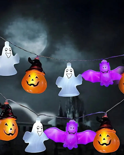 PVC Soft Material Halloween Lighting Chain Pumpkin Ghost Bat Modeling Lamp Indoor And Outdoor Home Decoration