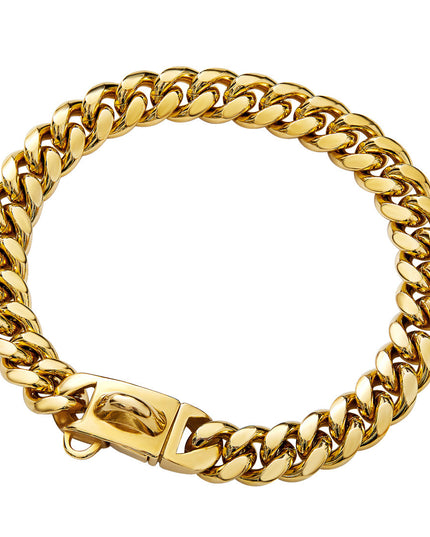 14mm Pet Dog Collar Stainless Steel Cuban Chain Lock Buckle Gold Silver