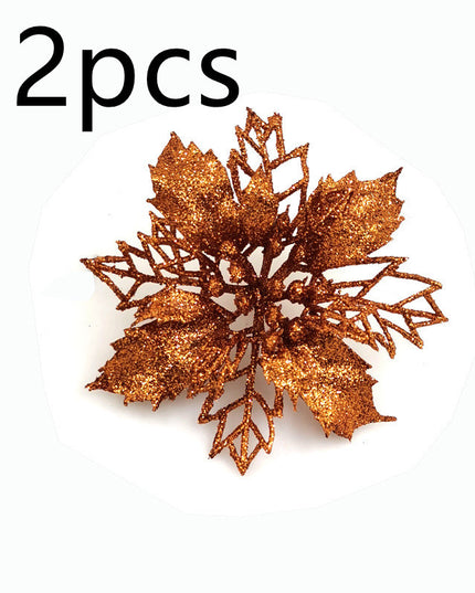 Glitter Artifical Christmas Flowers Christmas Tree Decorations