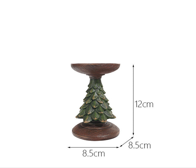 Resin Wooden Christmas Tree Candle Holder Base Christmas Decorations Candlestick Craft Home Living Room Decor