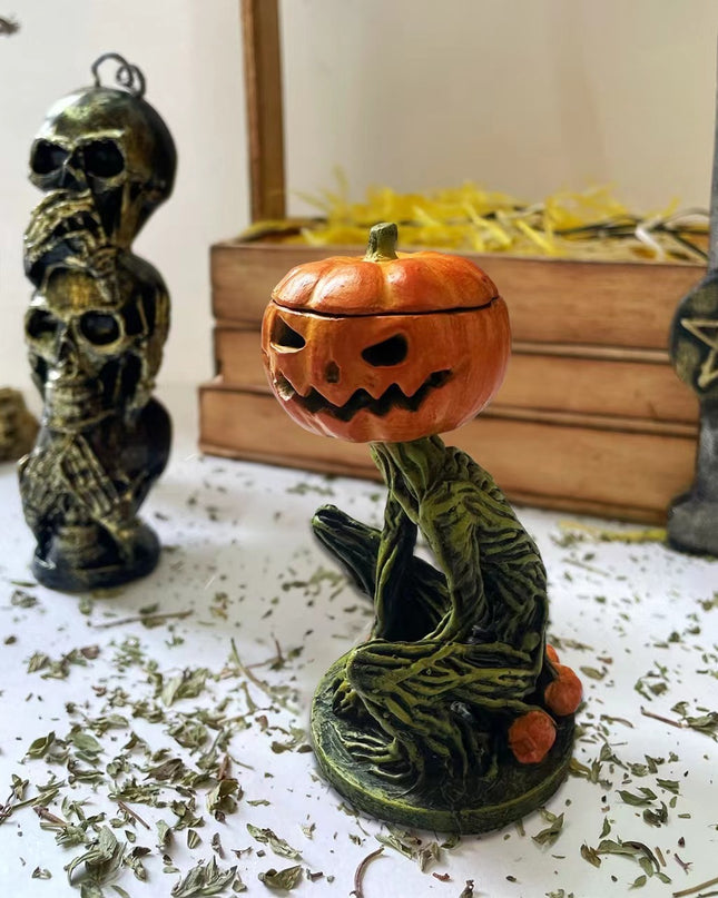 Halloween Pumpkin Candlestick Resin Decorations
