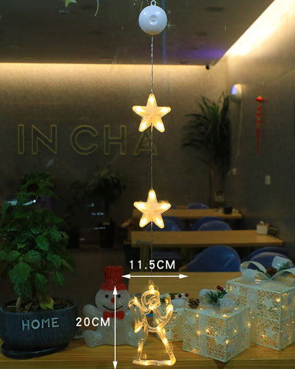 Christmas 3pcs LED Light Star Xmas Tree Hanging Window Ornaments Decoration For Home Xmas Navidad Christmas Decorations