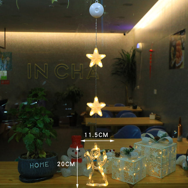 Christmas 3pcs LED Light Star Xmas Tree Hanging Window Ornaments Decoration For Home Xmas Navidad Christmas Decorations
