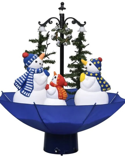 Snowing Christmas Tree With Umbrella Base Blue 2 Ft PVC