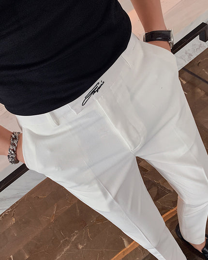 Embroidered New Men's Slim Casual Western Trousers