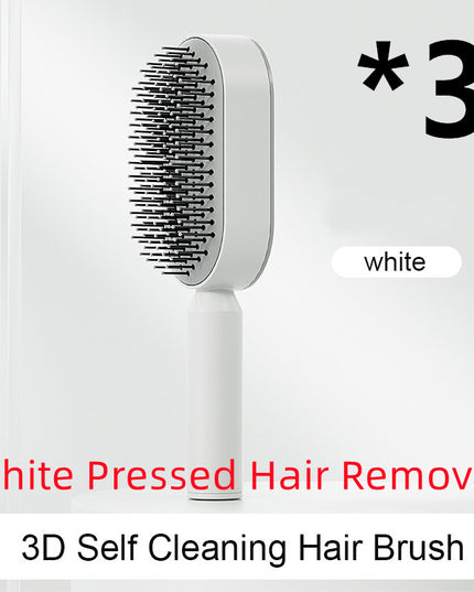 Self Cleaning Hair Brush For Women One-key Cleaning Hair Loss Airbag Massage Scalp Comb Anti-Static Hairbrush
