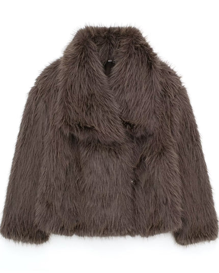 Winter Plush Coat Fashion Thicken Lapel Outwear Casual Long Sleeve Tops Womens Clothing