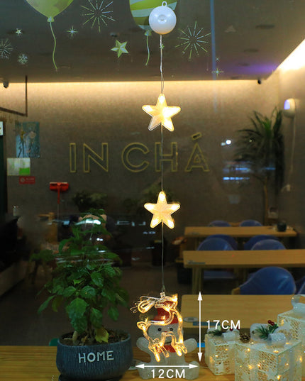 Christmas 3pcs LED Light Star Xmas Tree Hanging Window Ornaments Decoration For Home Xmas Navidad Christmas Decorations