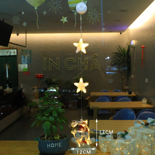 Christmas 3pcs LED Light Star Xmas Tree Hanging Window Ornaments Decoration For Home Xmas Navidad Christmas Decorations