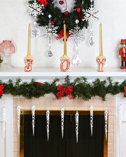 10pcs Christmas Tree Hanging Pendants Acrylic Ice Strip Snow Ceiling Xmas Ornaments Christmas Decoration Home Decor
