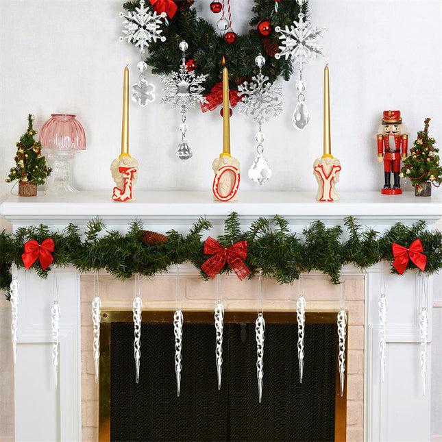 10pcs Christmas Tree Hanging Pendants Acrylic Ice Strip Snow Ceiling Xmas Ornaments Christmas Decoration Home Decor