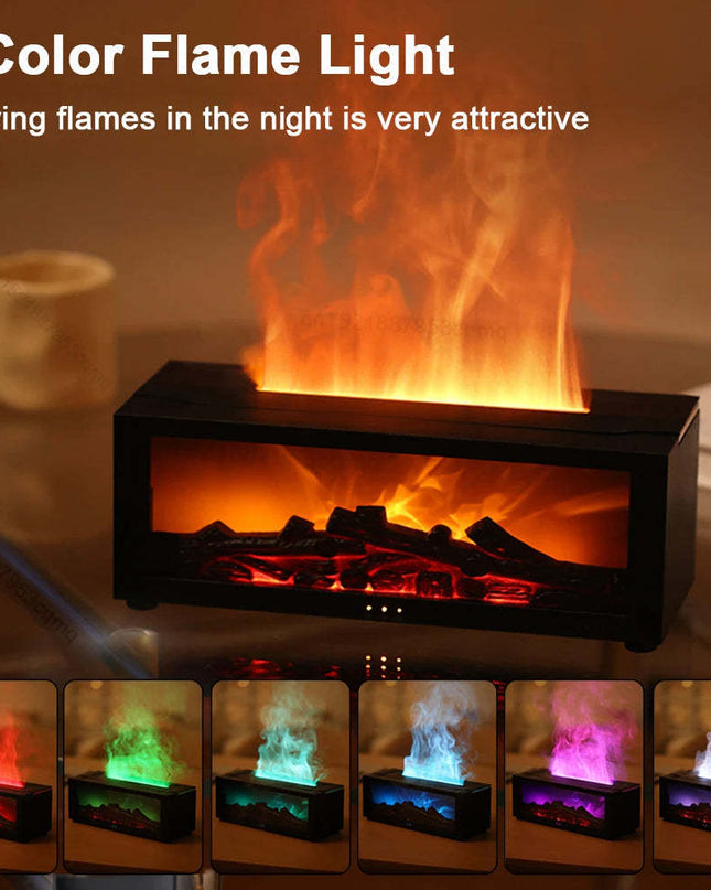 New Flame Aromatherapy Machine Colorful Essential Oil Diffuser Home Large Fog Volume Flame Humidifier 3D Flame Fireplace Machine