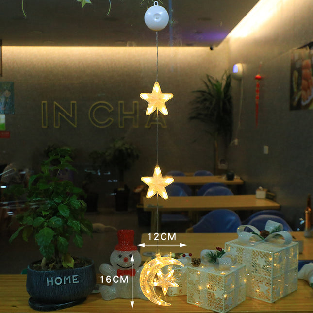 Christmas 3pcs LED Light Star Xmas Tree Hanging Window Ornaments Decoration For Home Xmas Navidad Christmas Decorations