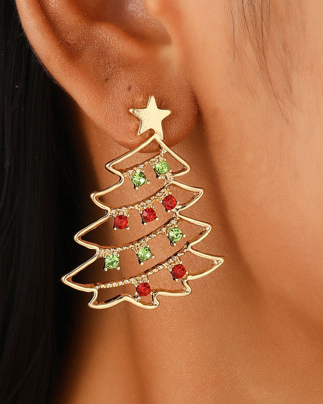 Christmas Earrings With Christmas Tree Colorful Zircon Christmas Tree Earrings  For Women Personality Earrings Party Jewelry Christmas Gift