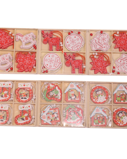 Christmas Snowflakes Wooden Pendants Xmas Tree Ornaments Home Hanging Decor Christmas Decorations