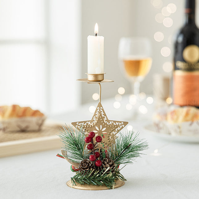 Christmas Candlestick Golden Iron Decoration