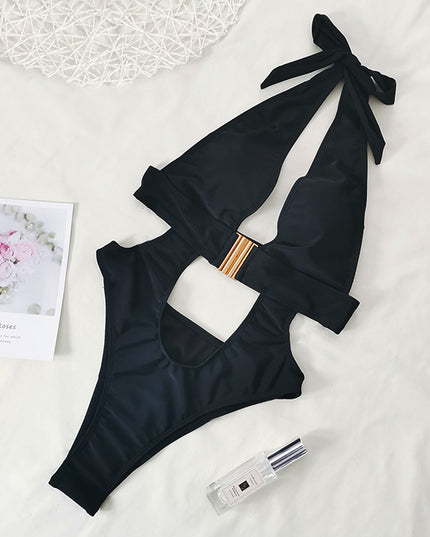 One piece swimsuit with metal buckle - Here 4 you