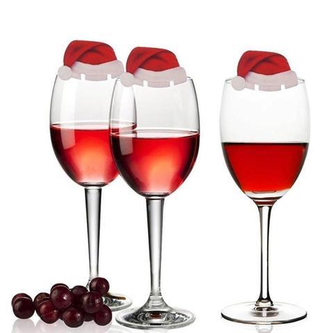 10PcsLot Paper Red Christmas Hat Wine Champagne Tipple Cup Card Christmas Party Table Decor DIY Decorations