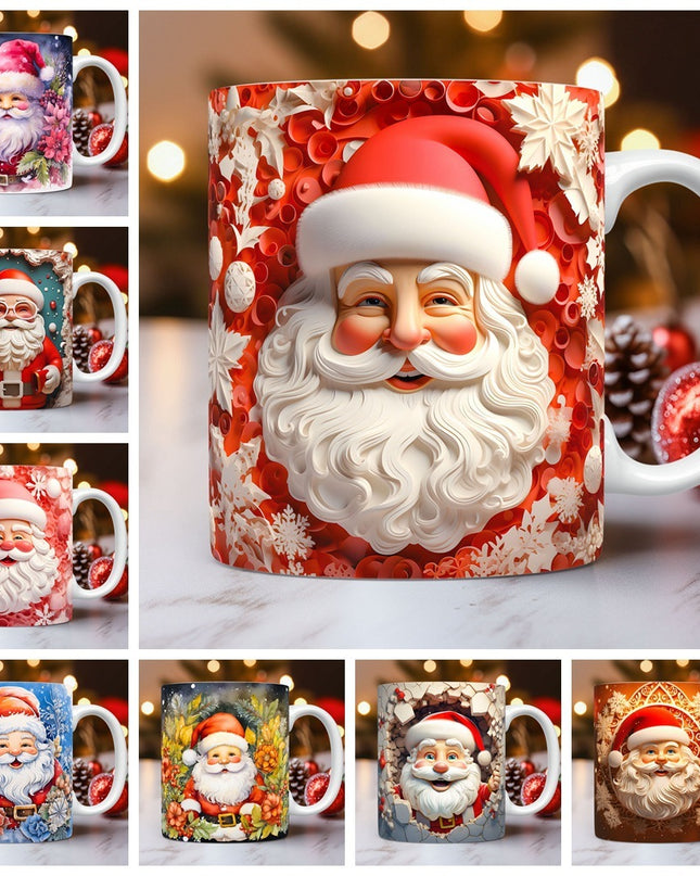 Christmas Theme Ceramic Mug 3D Santa Claus Coffee Cup Kitchen Gadgets