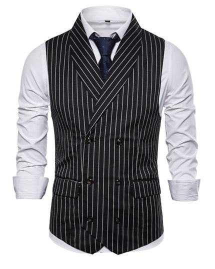 Retro Striped Plus Size Sleeveless Suit Vest Double Breasted Waistcoat - Here 4 you