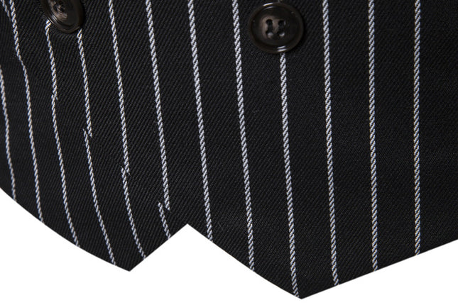 Retro Striped Plus Size Sleeveless Suit Vest Double Breasted Waistcoat - Here 4 you