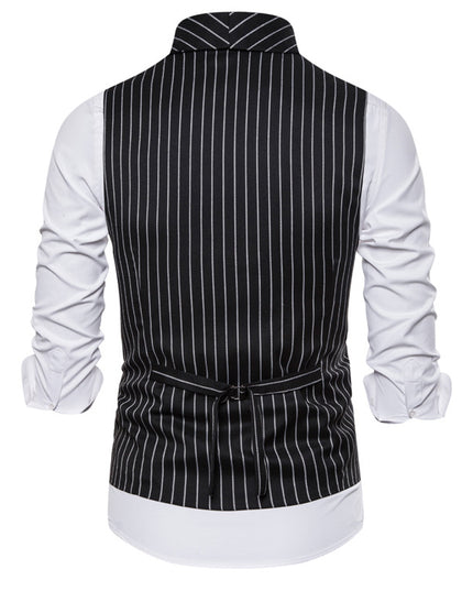 Retro Striped Plus Size Sleeveless Suit Vest Double Breasted Waistcoat - Here 4 you