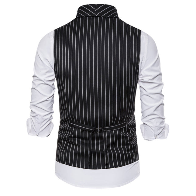 Retro Striped Plus Size Sleeveless Suit Vest Double Breasted Waistcoat - Here 4 you