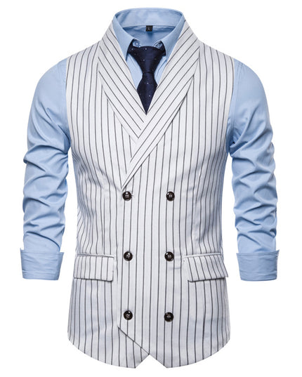 Retro Striped Plus Size Sleeveless Suit Vest Double Breasted Waistcoat - Here 4 you