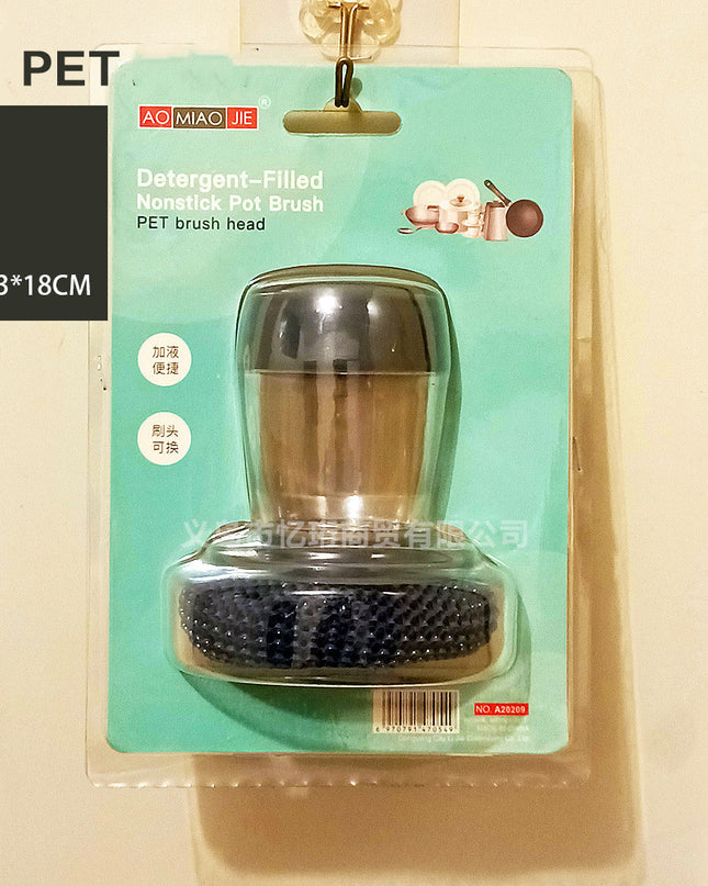 Kitchen Soap Dispensing Palm Brush Cleaner Push-type Brush Kitchen Detergent Tools