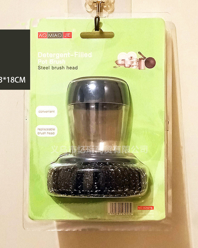 Kitchen Soap Dispensing Palm Brush Cleaner Push-type Brush Kitchen Detergent Tools