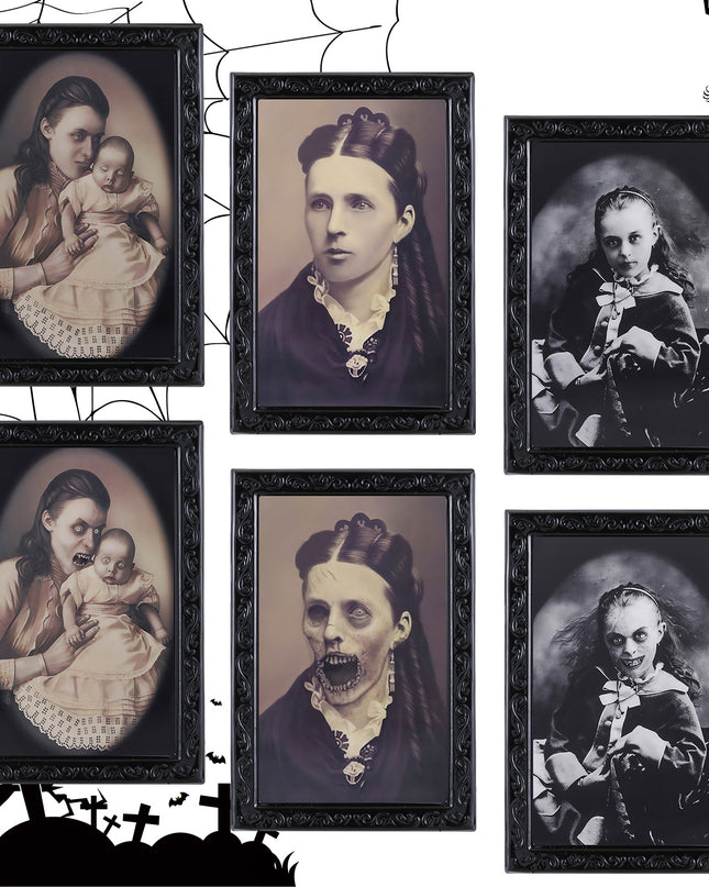 Halloween Decoration 3D Changing Face Moving Picture Frame Portrait Horror For Horror Party Decors Home Decorations