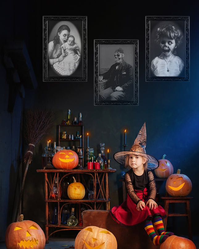 Halloween Decoration 3D Changing Face Moving Picture Frame Portrait Horror For Horror Party Decors Home Decorations
